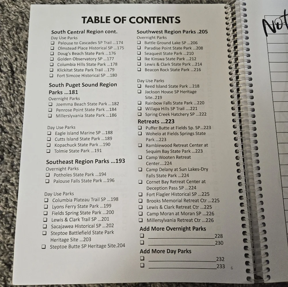 Washington State Parks Bucket Journal, Explore 140 Parks Record Memories